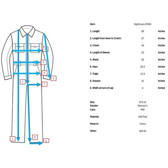 Disney Nightmare Before Christmas Jack Skellington Pajamas Womens M 8 10 Costume - Picture 10 of 10